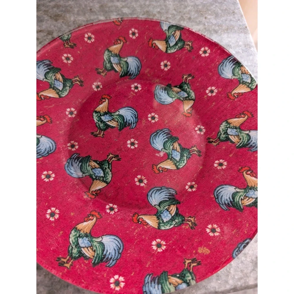 Red‎ Rooster Fabric Plate, 8in